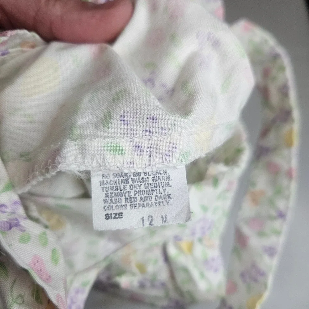 Vintage‎ OshKosh B'gosh Baby Girls 12M Floral Fruit Romper Set Made in USA Pink